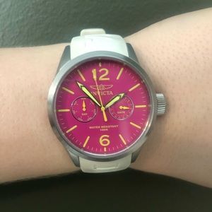 Invicta 11757 I-Force Pink Dial White Watch